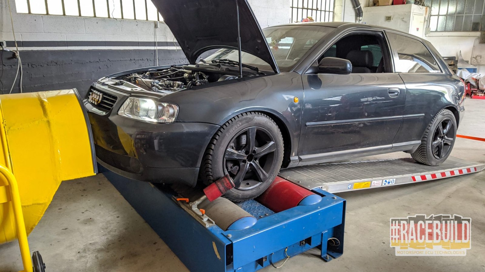 Preparazione AUDI A3 1800 Turbo 20v, K04, iniettori 630cc, intercooler frontale, scarico completo, pompa walbro 255lt/h. Mappatura centralina Bosch M3.8.3 con modifica per renderla flashabile via OBD