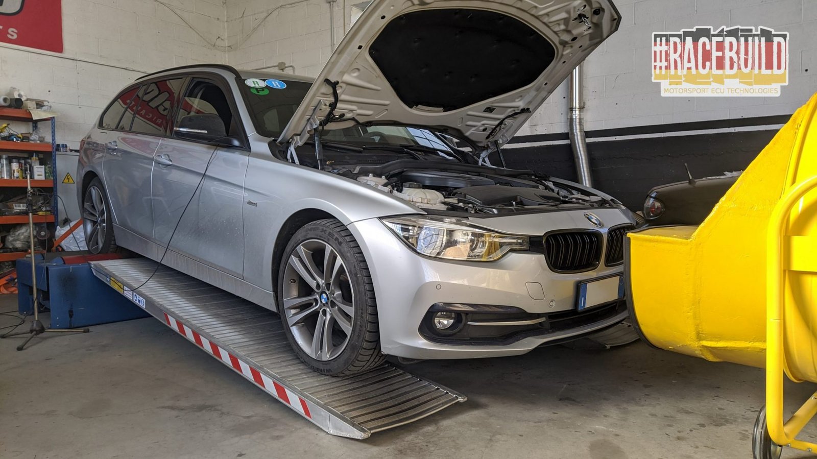 ECU remap on dyno BMW 316D Touring F31 2.0 Twin Turbo 116HP. RACE BUILD Villarbasse Turin Italy